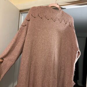 Lace detail open sweater